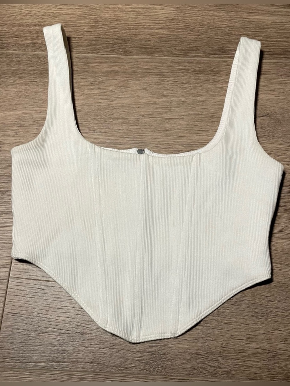 Princess Polly Ivory Ribbed Corset Crop Top